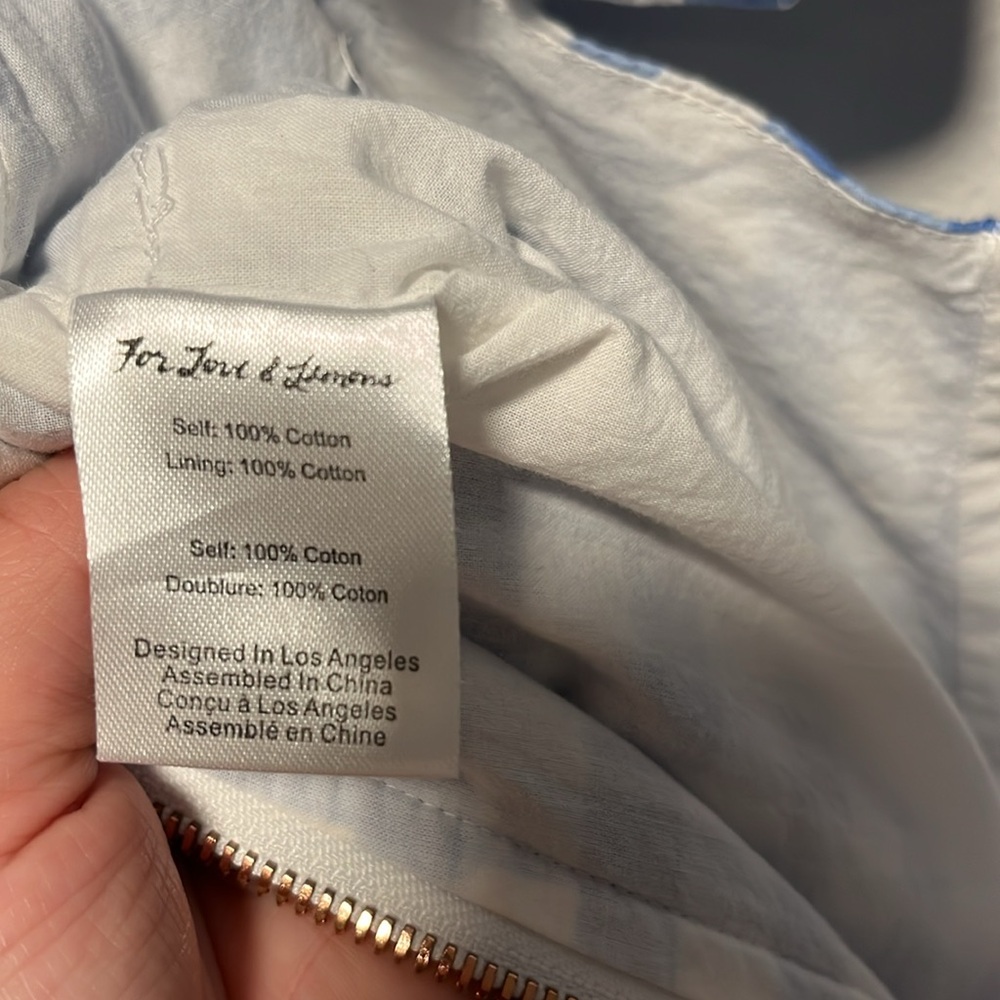 FOR LOVE AND LEMONS Gingham Blue Dixie Bow Romper, Size S - Picture 14 of 15